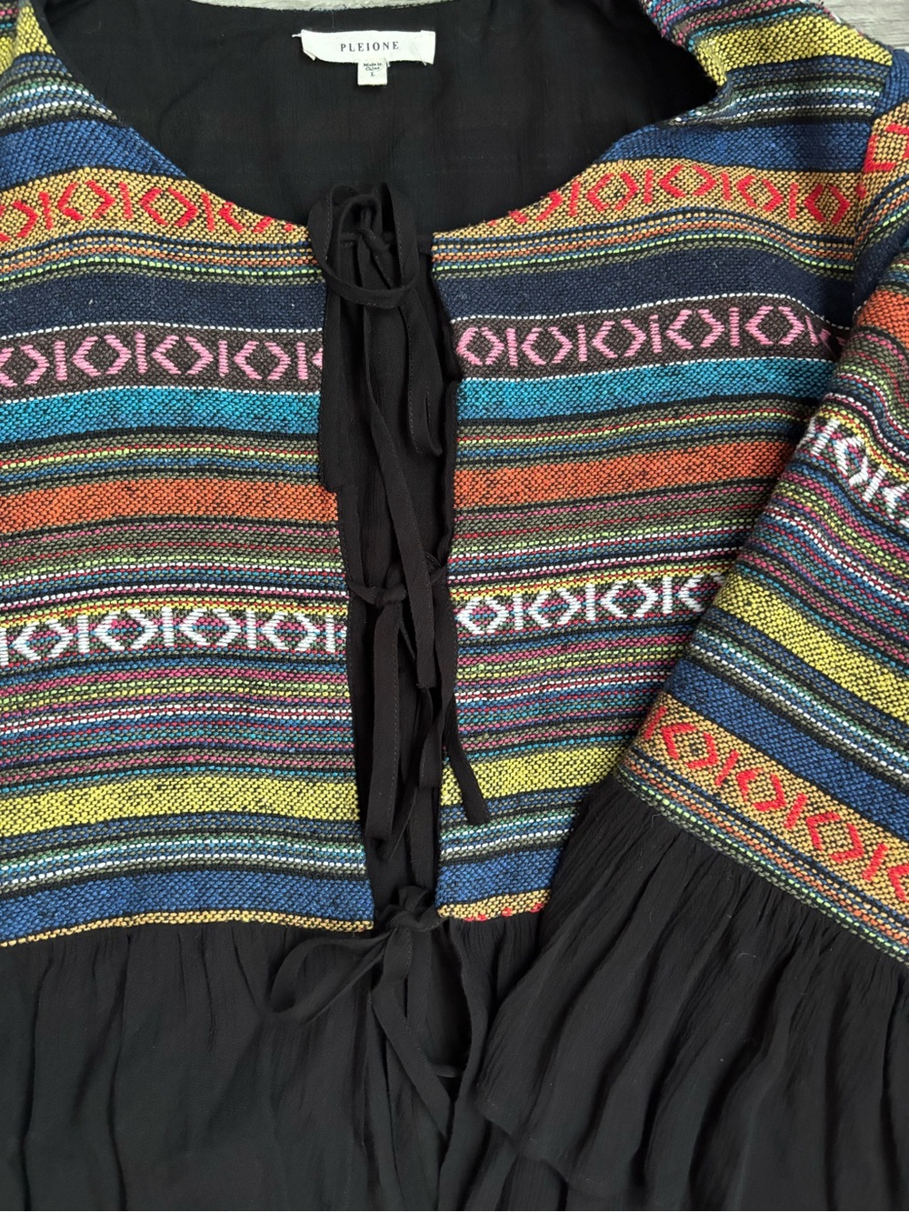 Pleione Anthropologie boho cardigan tie bell sleeve L-073 - Picture 5 of 7